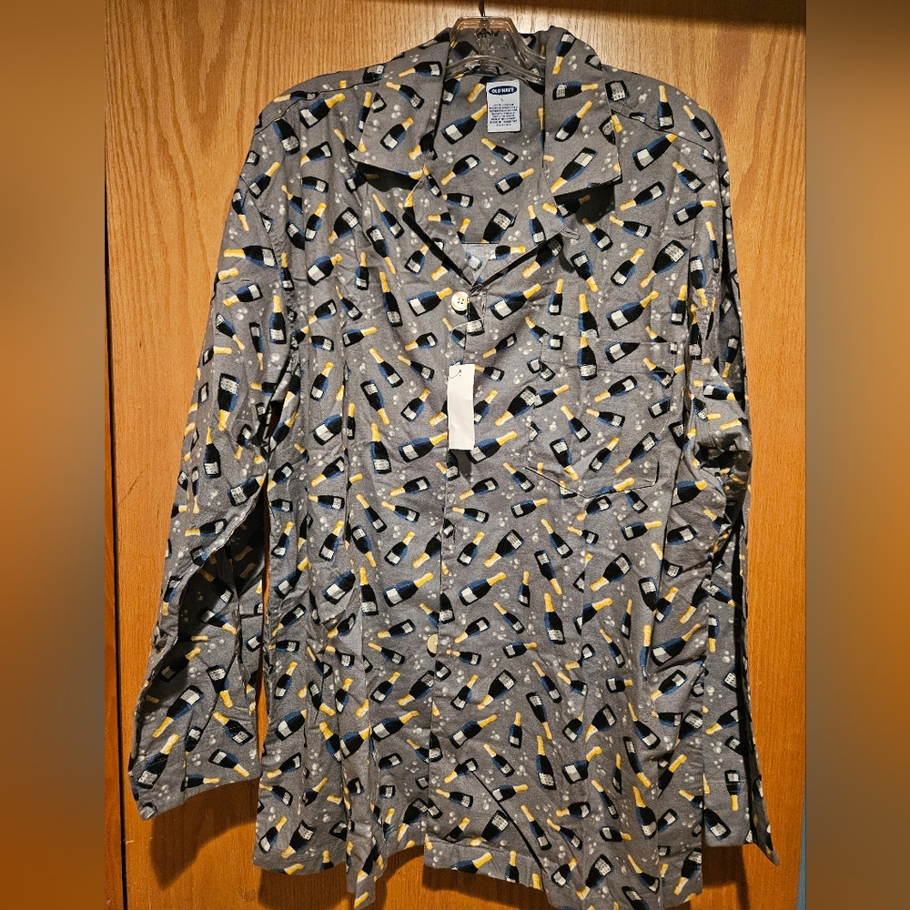 Millennium Vintage Champagne bubbles long sleeve PJ button down NWT